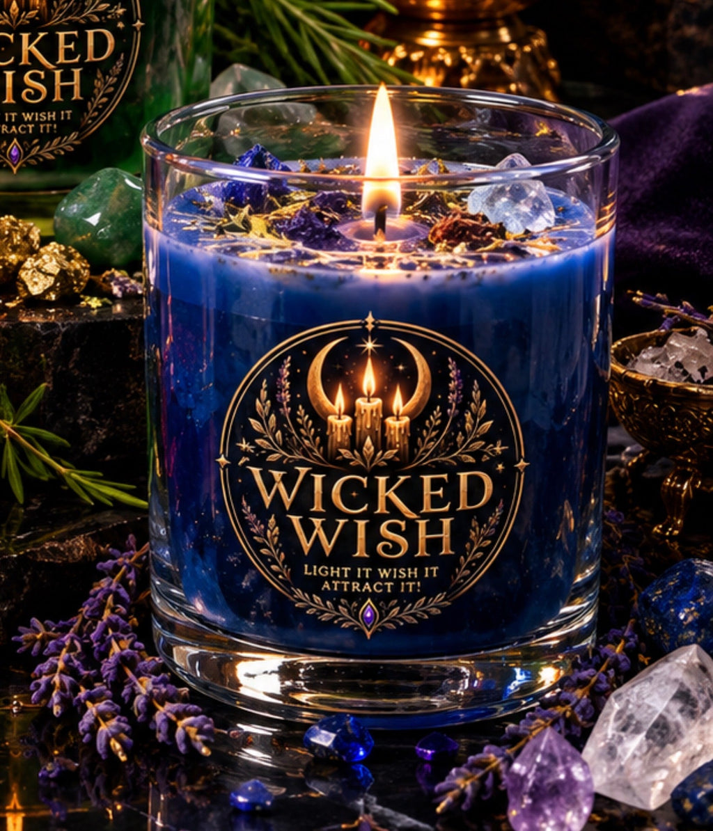 Justice and Peace blue Wicked WISH candle